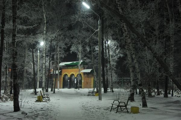 Ночной парк в Свободном засиял огнями среди зимы. Новости