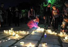 Во время акции «Свеча памяти» свободненцы сложили из огня пятиконечную звезду