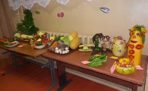 Жители села Малая Сазанка представили оригинальные поделки из овощей и цветов на День урожая