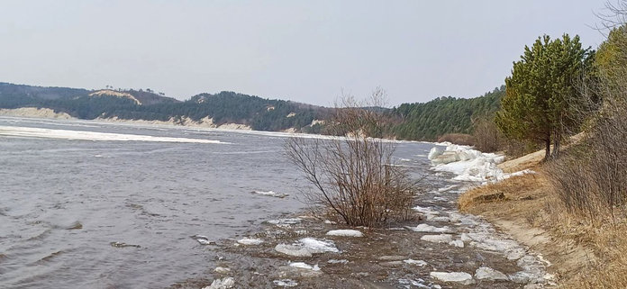 Ледоход на реке Зея около Свободного начался в этом году 22 апреля